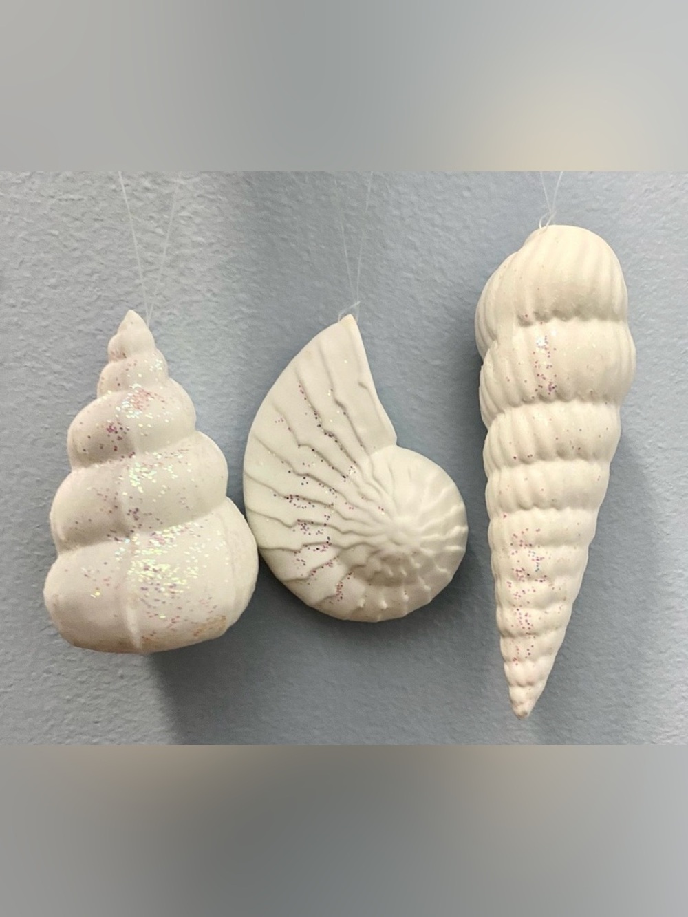 Silvestri Vintage Sea Shell Glitter Nautical Holiday Christmas Set of 7 Ornament